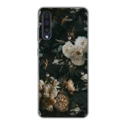 Produktbild von MuchoWow® Handyhülle Schutzhülle Hülle für Samsung Galaxy A30s Blumen - Muster - Vogel Silikon Softcase Handy Hülle - Karteninhaber