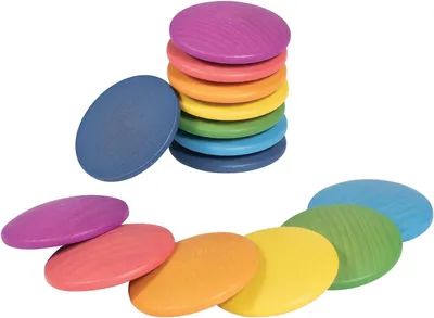 Immagine prodotto di Dischi arcobaleno in legno - confezione da 14 pezzi
