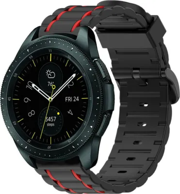 Produktbild von Strap-it Samsung Galaxy Watch 42mm Sport Schnallenarmband (Schwarz/Rot)