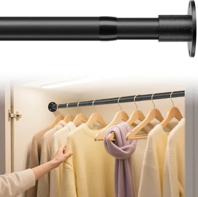 Produktbild von Kleiderstange 38-137 cm, verstellbar, Edelstahl, mattschwarz, für Schlafzimmer