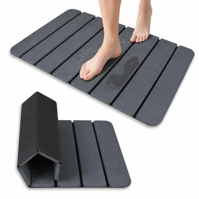 Productafbeelding van Opvouwbare antislip badmat met kiezelsteendesign, 60 x 39 cm