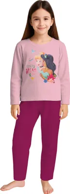 Produktbild von Disney Princess Schlafanzug für Mädchen Kinder Pyjama Set Langarm Oberteil mit Hose Rosa/Pink 98-104