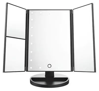 Productafbeelding van LED-spiegel met verlichting, model XA-40483 - Zwart, voor een perfecte make-up. Artikelnummer: KP40483