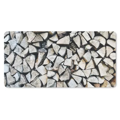 Produktbild von MuchoWow® Schreibtischunterlage Holz - Kamin - Winter 80x40 cm - XXL Mauspad - Gaming Mauspad