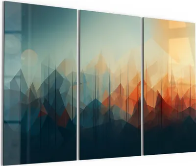 Produktbild von DEQORI Glasbild Echtglas 3x50x100 cm 'Digitale Gebirgsidylle' Wandbilder XXL groß