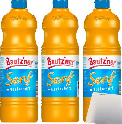 Produktbild von Bautzner Senf mittelscharf in der Tube 3er Pack (3x1 Liter) + usy Block