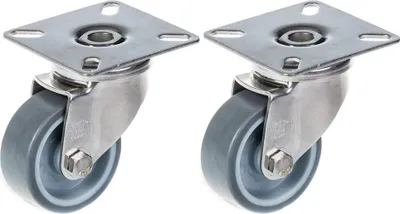 Produktbild von 50mm 2" Edelstahlrollen grau Gummi, drehbar, 80kg, 2er Set