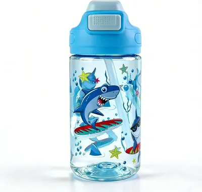 Imagen del producto de Botella de agua de 400 ml, resistente a golpes, a prueba de fugas, libre de BPA, con apertura de un solo botón, ideal para deportes y camping