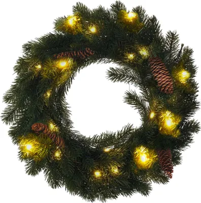 Obrázek produktu pro Solight vánoční věnec, průměr 40cm, 15x LED, IP44, 3x AA, časovač