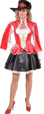 Produktbild von M217118-L Damen Musketier Kleid-Kostüm rot-schwarz-weiß Gr.L