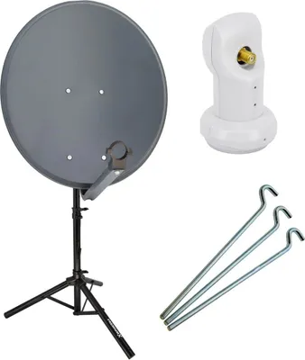 Produktbild von PremiumX Camping SAT Anlage 60cm Antenne Single LNB Dreibein Stativ