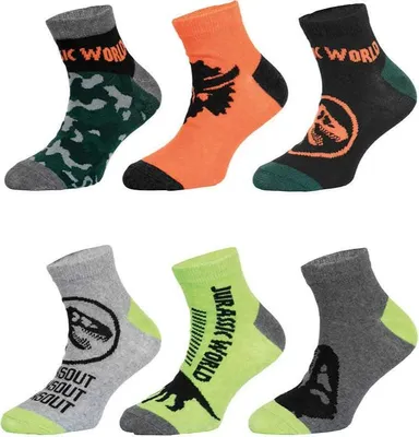 Produktbild von Jurassic World Dinos 6-er Pack Kinder Jungen Socken Sneaker – 23/26
