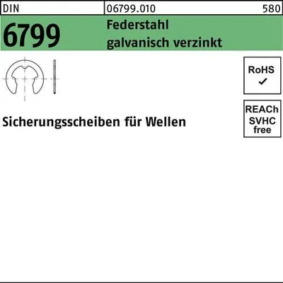 Produktbild von Sicherungsscheibe DIN 6799 f.Wellen 10 Federstahl galv.verz. 250 Stück