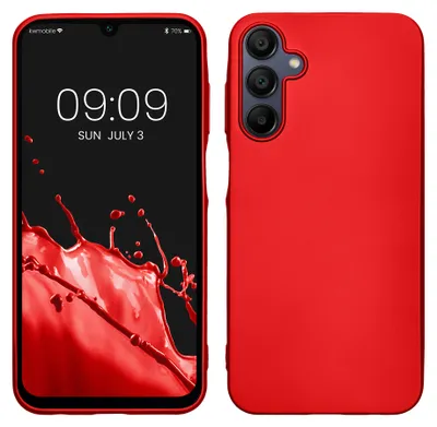 Zdjęcie produktu dla Etui kwmobile na telefon Samsung Galaxy A15 5G – silikonowe etui z metalicznym połyskiem – etui ochronne – metaliczny ciemnoczerwony