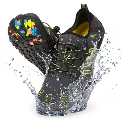 Immagine prodotto di Scarpe da acqua - Modello AQUA - Asciugatura rapida - Gomma - Unisex - Nero/Verde - Taglia 43