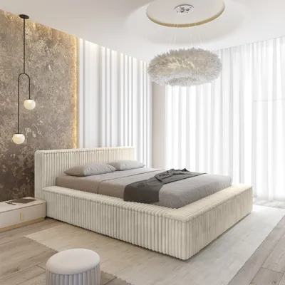 Produktbild von Polsterbett Doppelbett TULSA 180x200cm in Stoff Vito Creme