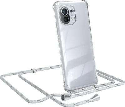 Produktbild von EAZY CASE Handykette kompatibel mit Xiaomi Mi 11 5G, Handyhülle mit Umhängeband, Handykordel, Schutzhülle Clear, Band in Weiß