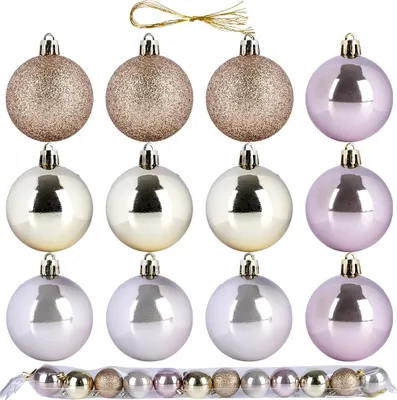 Produktbild von Vilde Weihnachtskugeln Tannenbaumkugeln Weihnachtskugelset rosa goldfarben bruchsicher 5 cm 12 Stk.