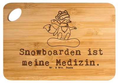 Produktbild von Mr. & Mrs. Panda Frühstücksbrett Hase Snowboarden - Transparent - Geschenk, Schneidebrett, Snowboardschule, Holzbrett, Winterurlaub, Holzbrettchen, Snowboard, Brett