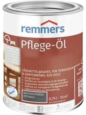 Zdjęcie produktu dla Remmers Maintenance Oil antracytowo-szary intensywny, 0,75 l, olej do drewna wewnątrz i na zewnątrz, wodoodporny, odporny na warunki atmosferyczne, odpowiedni do mebli ogrodowych i drewnianych tarasów