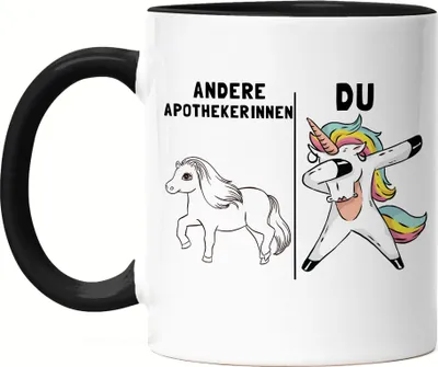 Produktbild von Andere Apothekerinnen Du Tasse Schwarz Pferd Einhorn Humor Lustig Unicorn Geschenk Apotheke