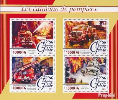 Produktbild von Briefmarken Guinea 2016 Mi 11696-11699 Kleinbogen (kompl. Ausgabe) postfrisch Feuerwehrauto