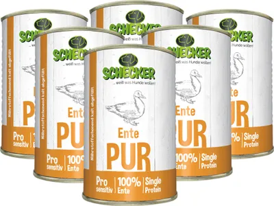 Produktbild von 6 x 410 g -Schecker DOGREFORM Ente PUR - Nassfutter Hunde -100% Ente - getreidefrei