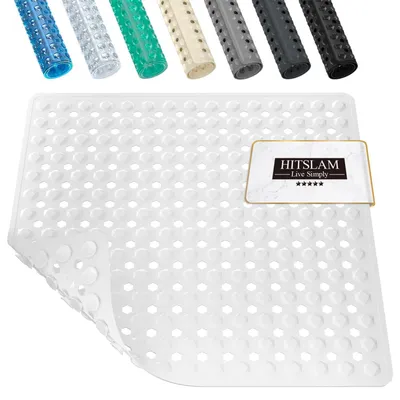 Zdjęcie produktu dla Mata pod prysznic antypoślizgowa, kwadratowa, 53x53 cm, biała, wykonana z PVC, odporna na pleśń, można prać w pralce