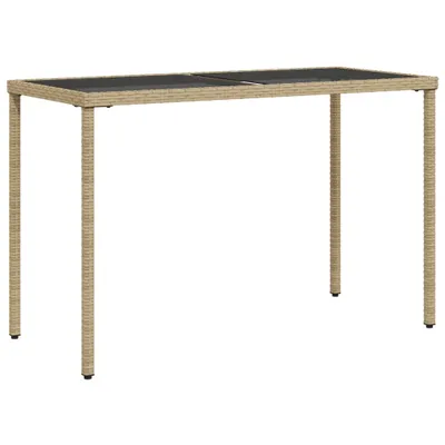 Image de Table de jardin dessus en verre beige 115x54x74 cm poly rotin