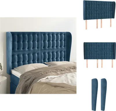 Produktbild von vidaXL Kopfteil mit Ohren Dunkelblau 147x23x118/128 cm Samt -  Kopf- & Fußenden