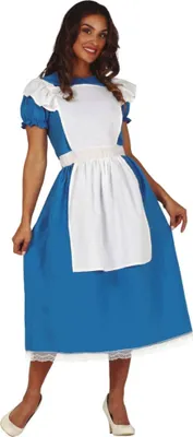 Produktbild von blaues Kleid mit weißer Schürze Kostüm für Damen, Größe:L