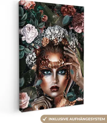 Obrázek produktu pro OneMillionCanvasses® - Plátno - 90x140 cm, Květiny - Ženy - Make-up, Nástěnné umění - Dekorace na zeď - Nástěnná dekorace - Ložnice