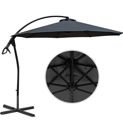 Produktbild von Ampelschirm WASSERDICHT Ampelschirm 3m Marktschirm PVC Schirm 300cm Sonnenschirm anthrazit