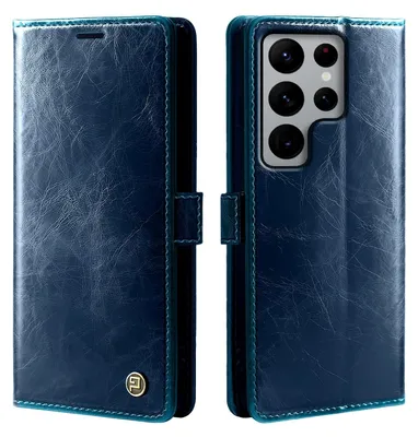 Produktbild von Handyhülle für Samsung Galaxy S22 Ultra Kunstleder Klapphülle Vintage Cover Hülle RFID Schutz Case Kartenfach Farbe: Blau