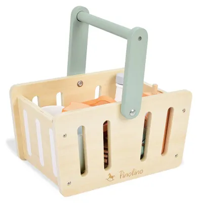 Produktbild von Pinolino Picknickkorb mit Zubehör 'Marlo', 22-tlg. Teilmassiv: MDF und Teebaumholz, bunt und klar lackiert