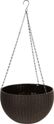 Image de Pot de fleurs Strend Pro Modern, suspendu, marron, 26x16 cm, avec chaine et crochet