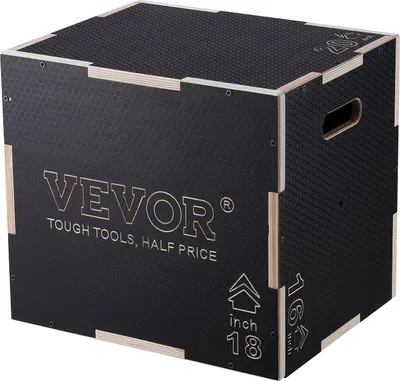 Obrázok produktu pre 3 v 1 plyometrický skok box 20/18/16-palcový plyo box, skok box skok box 204 kg nosnosť, fitness cvičenie step-up box pre domáci tréning, skok silový tréning čierny nastaviteľná výška