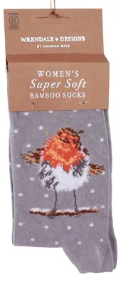 Produktbild von Wrendale Designs Damen Bambus Socken Rotkehlchen Jolly Robin