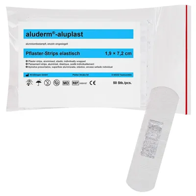Produktbild von Wundpflaster aluderm-aluplast elastisch Strips 1,9x7,2cm VE=50 Stück