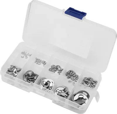 Produktbild von 120-teiliges Sicherungsring-Sicherungsring-Set aus 304 Edelstahl mit E-Clip, 1,5 mm und 10 mm