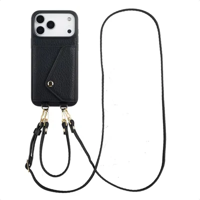 Image de Selencia Sera étui pour téléphone avec cordon et porte-cartes pour l'Apple iPhone 17 Pro Max - Noir
