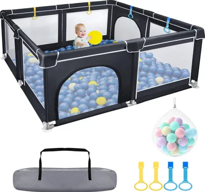 Obrázek produktu pro XINZI dětská ohrádka ohrádka bezpečnostní brána 127x127 cm ohrádka bazén s míčem dětská ohrádka centrum aktivit bezpečnostní brána, černá