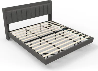 Zdjęcie produktu dla Home Deluxe Łóżko LED - 180 x 200 cm, ciemnoszare | Łóżko tapicerowane z oświetleniem