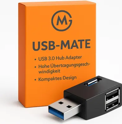 Produktbild von USB 3.0 Hub Adapter 1 auf 3 Ports High Speed für PC Laptop DE.