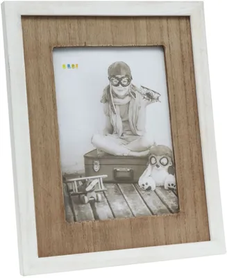 Immagine prodotto di Cornice fotografica bianca Deknudt S67TW1 con passepartout in legno, dimensioni 10x15 cm, dimensioni totali 18x23x1,3 cm
