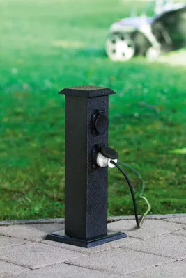 Produktbild von EGLO Outdoor Zubehör Steckdosensäule, Gartensteckdose, 4 Steckdosen, Material: Stahl und Kunststoff, Farbe: Schwarz, IP44
