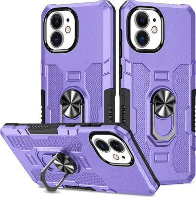 Immagine prodotto di custodia per iPhone 12 Pro, resistente custodia a doppio strato con supporto ad anello e supporto per iPhone 12 / iPhone 12 Pro Viola