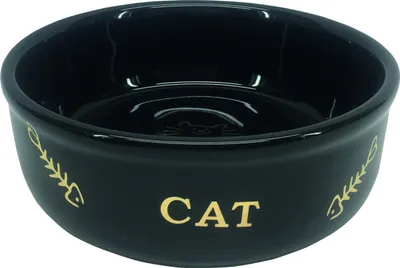 Produktbild von Nobby Katzen Keramik Schale "Golden Cat" schwarz Ø 13,5 x 4,5 cm, 0,25 l