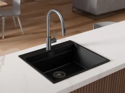 Produktbild von PRIMAGRAN Küchenarmatur 9010, 360° drehbar, Hochdruckarmatur, mit zwei Strahlarten, mit ausziehbarem Auslauf, Edelstahl Gun Metal