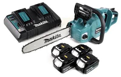 Obrázek produktu pro Makita DUC 353 PG4 Akumulátorová řetězová pila 36V ( 2x18V ) Bezkartáčová 35 cm + 4x 6,0 Ah baterie + dvojitá nabíječka